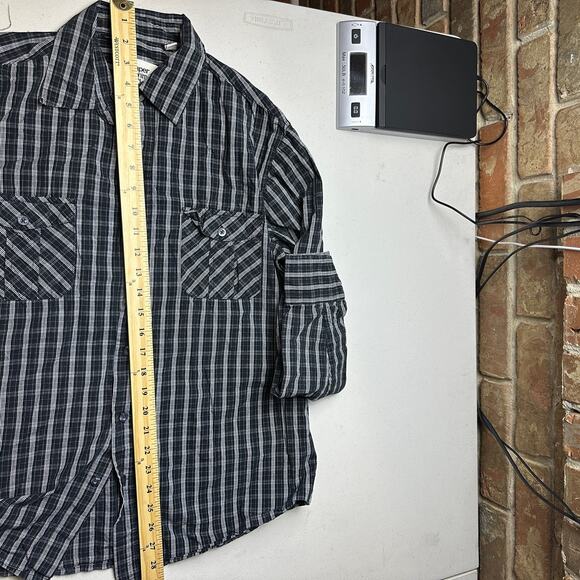 Paper Denim & Cloth Striped Long Sleeve Button Up Shirt Size Medium Black White - Picture 7 of 8